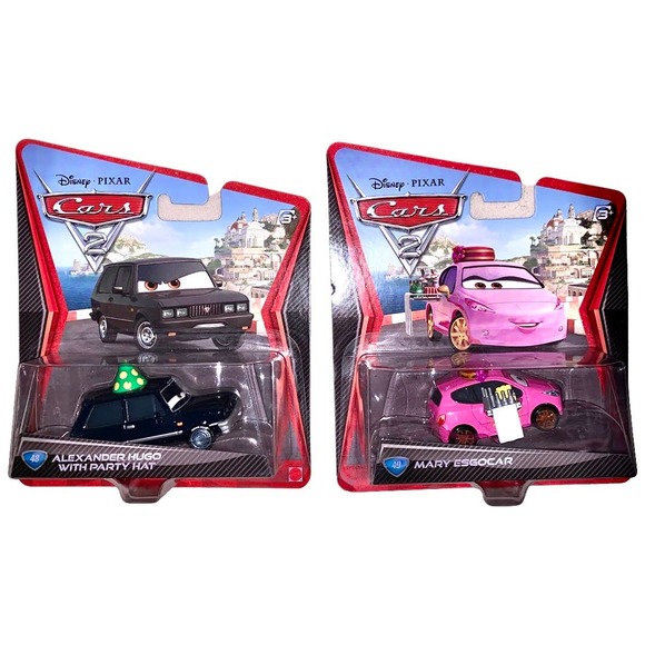 Mattel Other - DISNEY PIXAR CARS 2 ALEXANDER HUGO WITH PARTY HAT AND MARY ESGOCAR